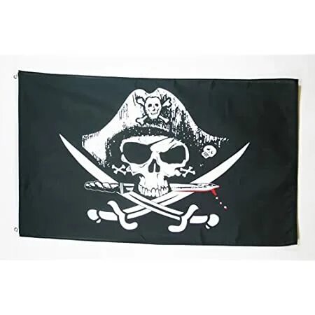 Пиратский флаг фото Amazon.com : Vista Flags Deadman's Chest Tricorner Pirate 3x5 Polyester Flag : O