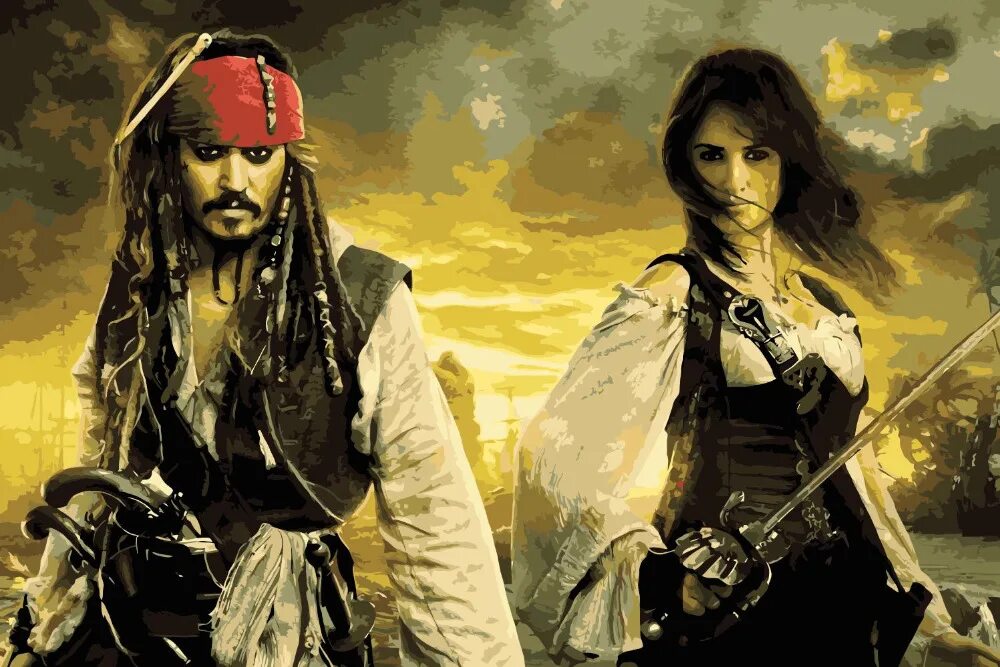 Пираты карибского моря и имена фото cioioil i0003 Captain Jack and Elizabeth Max 50x75cm oil painting by numbers on 