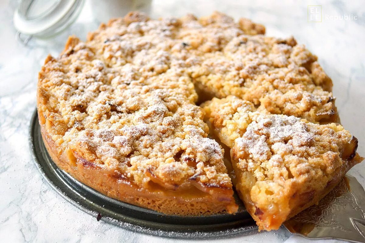 Пирог без яблок рецепт с фото Omas Apfelkuchen mit Streusel (Apfelkrümel) Rezept Elle Republic Recette Recette