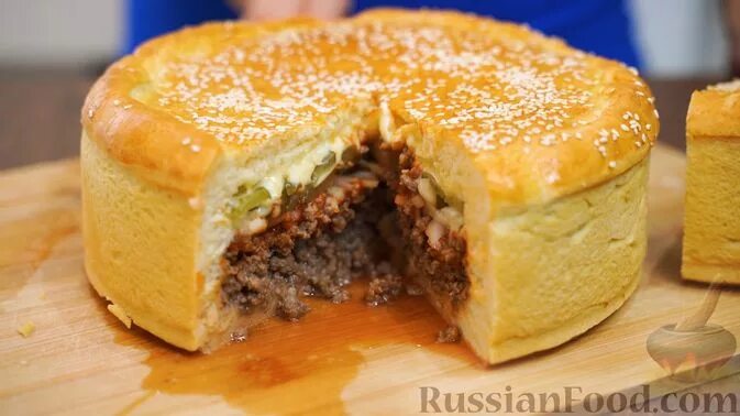 Пирог чизбургер фото Рецепт: Мясной пирог "Чизбургер" на RussianFood.com