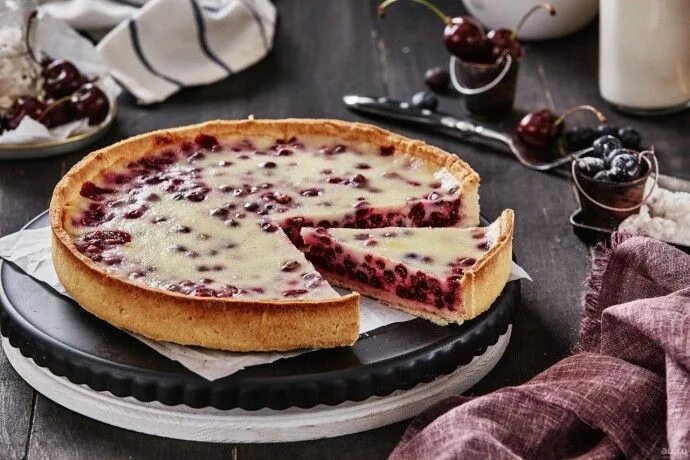 Пирог фото Ягодный пирог со сметанным кремом 0 Ягодный пирог, Вкусняшки, Рецепты десертов