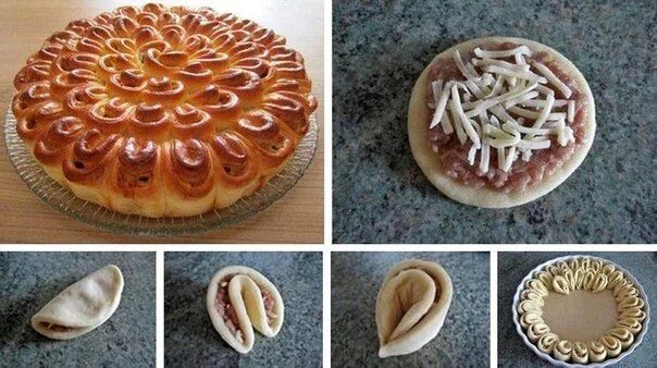 Пирог хризантема с фаршем фото Kasımpatı börek-poğaça Идеи для блюд, Рецепт выпечки, Вкусная еда