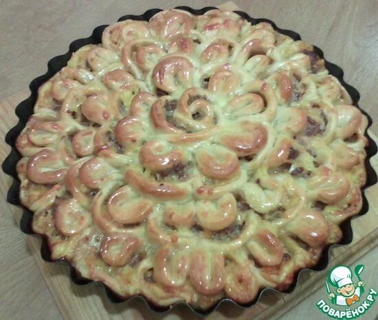 Пирог хризантема сладкий пошаговый рецепт с фото Капустно-мясной пирог "Хризантема" - кулинарный рецепт