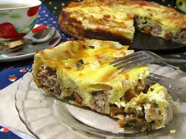 Пирог из фарша в духовке фото Воскресный пирог из лаваша - кулинарный рецепт