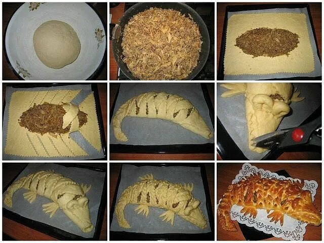 Пирог крокодил пошагово с фото мясной пирог "Крокодил" Food, Cooking, Desserts