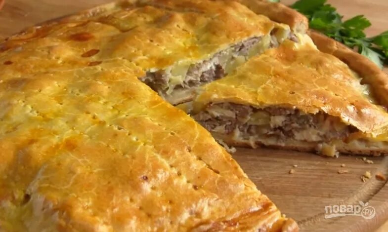 Пирог мясо с картошкой фото пошаговое Простой мясной пирог с картошкой - пошаговый рецепт с фото на Повар.ру