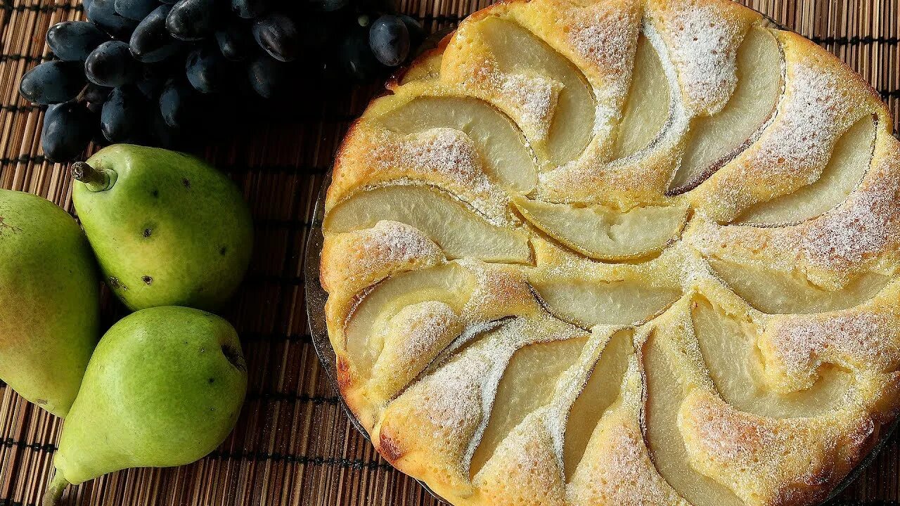 Пирог невидимка с грушами рецепт фото Пирог с грушами на кефире Невероятная вкуснятина - YouTube