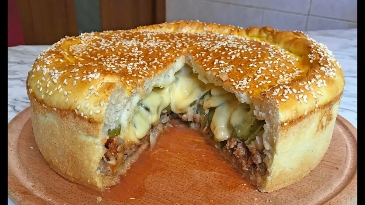 Пирог приготовить дома рецепты с фото РАДОСТЬ для всей СЕМЬИ - пирог как БИГ-мак (рецепт) Life&Food Дзен