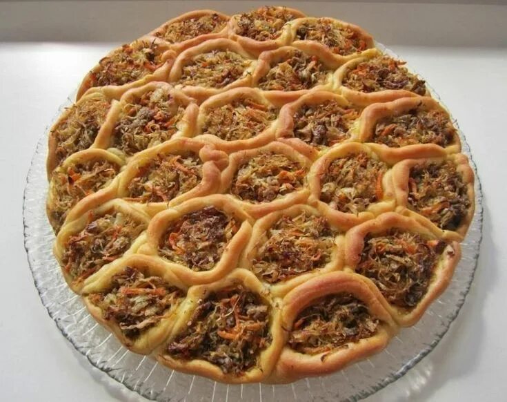 Пирог с фаршем с фото Пирог "Соты" 0 Идеи для блюд, Еда, Рецепт мясного пирога