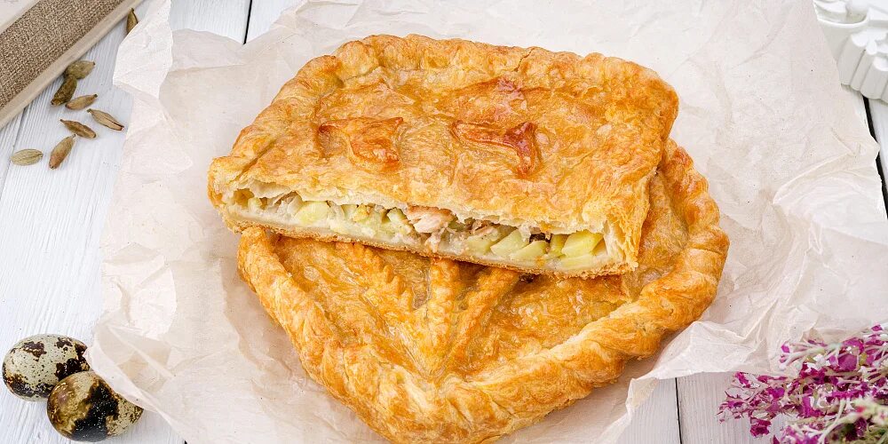 Пирог с картофелем фото рецепт Пирог слоеный с горбушей и картофелем с доставкой по Челябинску!