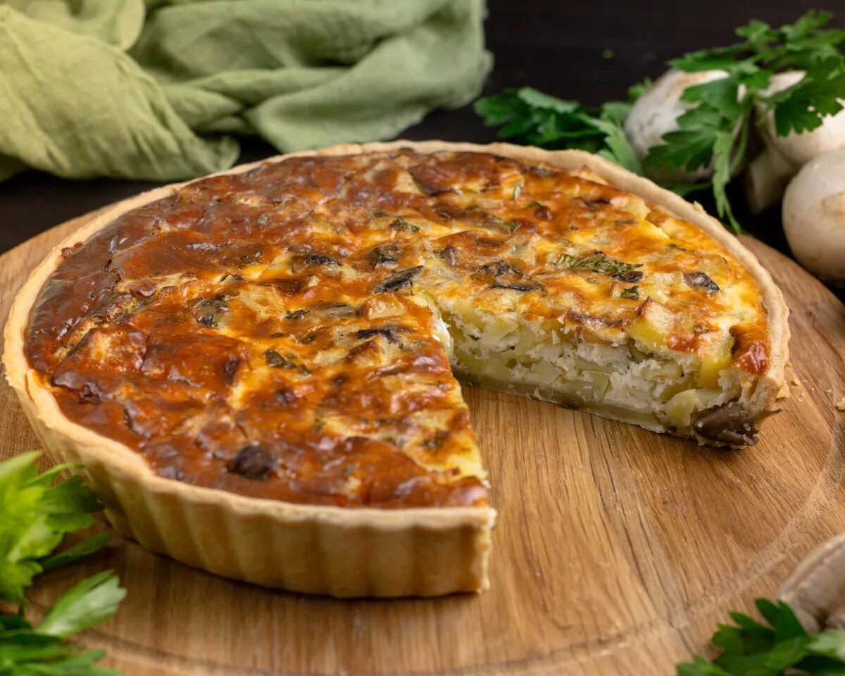Пирог с картофелем фото рецепт Киш с запеченным картофелем и грибами - Пекарня "Пироги с Историей"