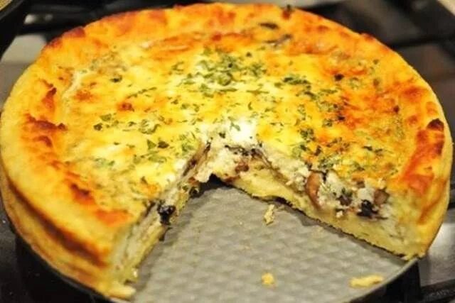 Пирог с картошкой и грибами фото Рецепт картофельного пирога с грибами и луком по-домашнему Еда, Кулинария и Вкус