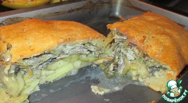 Пирог с картошкой и мойвой фото Пирог с мойвой - кулинарный рецепт