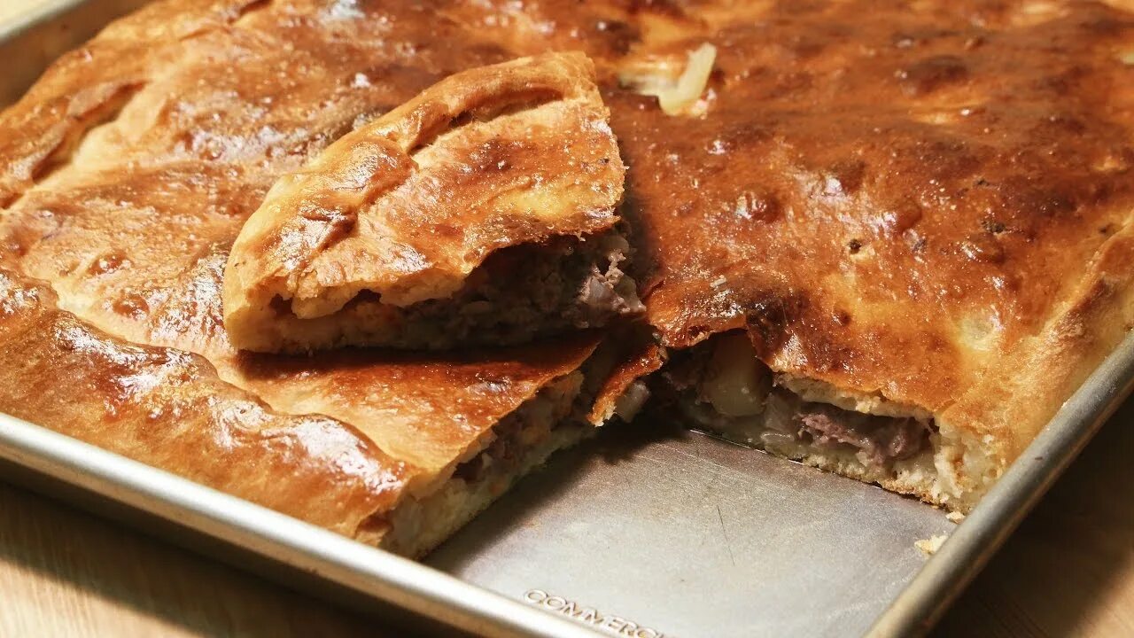 Пирог с мясом на кефире фото Russian Meat Pie Мясной Пирог - YouTube