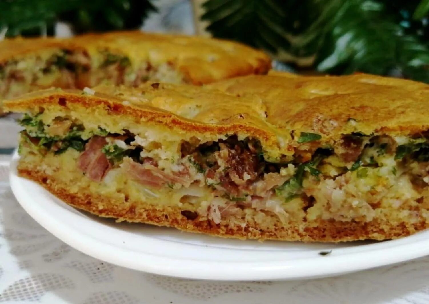 Пирог с мясом на кефире фото Рецепт заливного пирога с мясом и картошкой