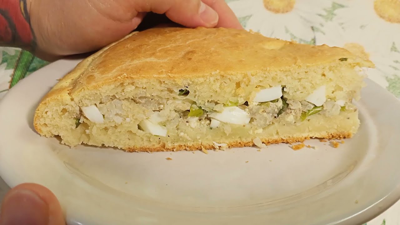 Пирог с рисом и консервой фото Нежный, заливной пирог с рыбой, яйцом и рисом. - YouTube
