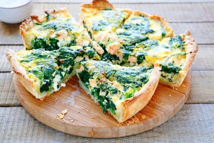 Пирог с сыром и шпинатом фото Открытый пирог со свининой и овощами Salmon spinach, Cooking, Food