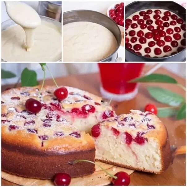 Пирог с вишней на кефире фото Cherry pipog on kefipe. Made simple, turns out delicious! You will need: Cherry 