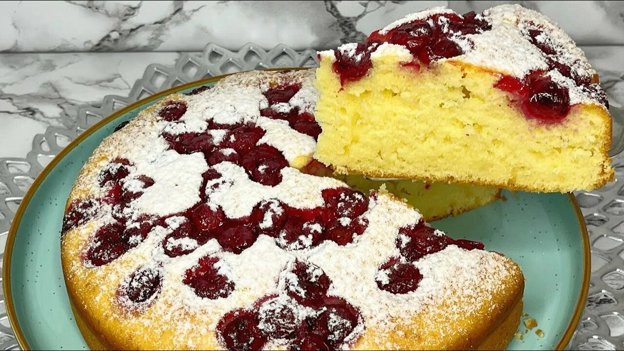 Пирог с вишней на кефире фото Очень вкусный и очень быстрый пирог на кефире с вишней! - YouTube