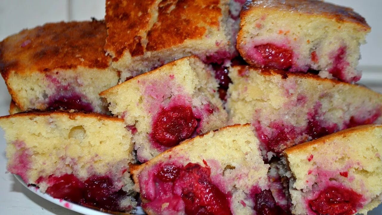 Пирог с вишней на кефире фото Быстрый и вкусный рецепт домашнего пирога с вишней - YouTube