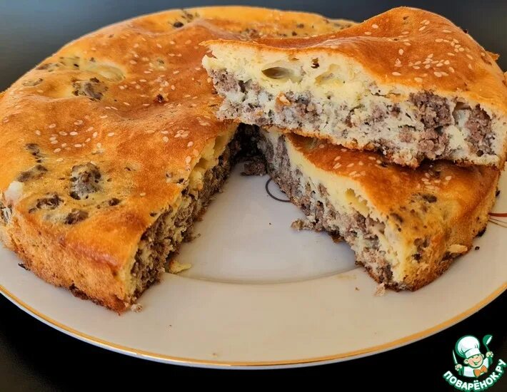 Пирог с заливного теста рецепт фото Заливной пирог на сметане с мясом фото - Тоши Суши