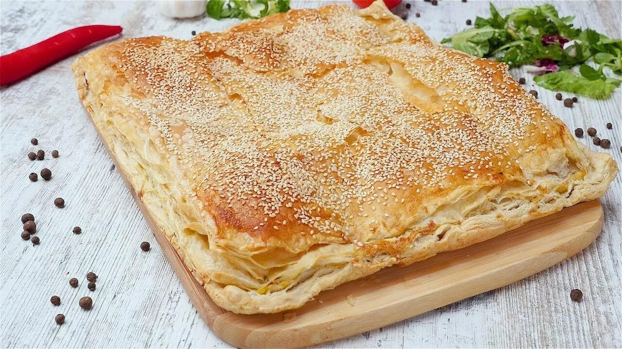 Пирог слоеное тесто фото Сырный пирог по-гречески - Рецепты от Со Вкусом - YouTube
