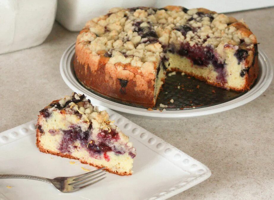 Пирог со сметаной фото Blueberry Sour Cream Coffee Cake Annie's Cooking Lab baked goods Sour cream coff