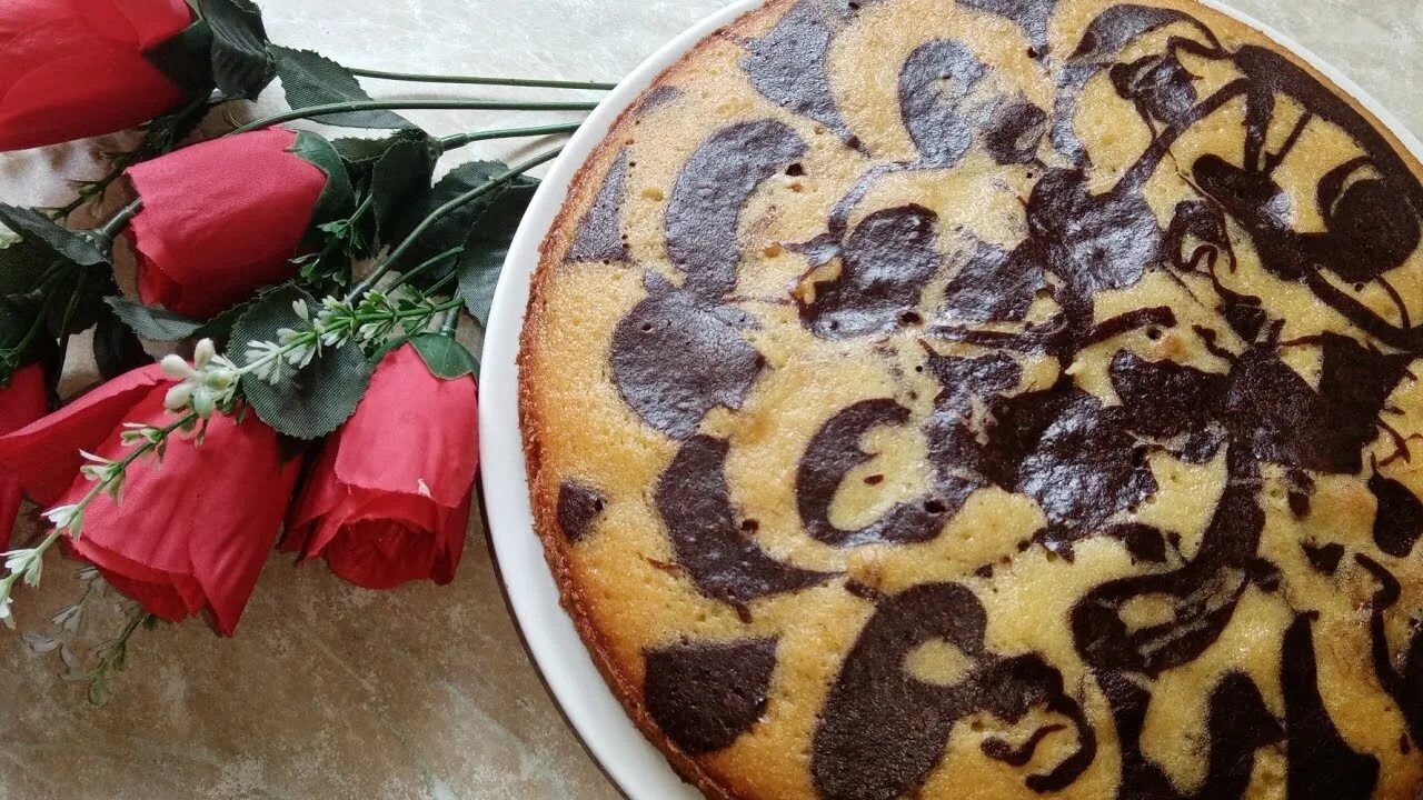 Пирог зебра фото в домашних условиях Пирог на кефире к ЧАЮ за 5 минут!Всё смешал и в Духовку!Пирог ЗЕБРА. - YouTube