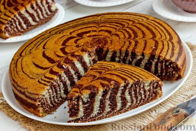 Пирог зебра на кефире фото Рецепт: Манник "Зебра" на кефире (без яиц) на RussianFood.com