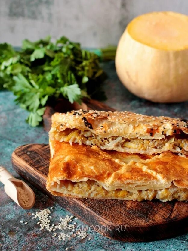Пироги греческие фото Шумуш с тыквой и мясом (греческий пирог) - рецепт с фото Рецепты еды, Идеи для б