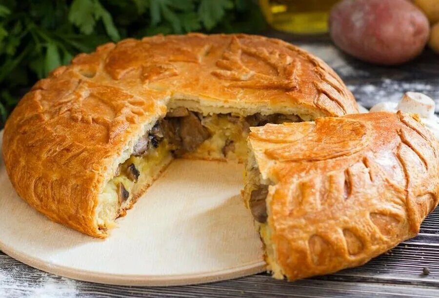 Пироги на дрожжах фото Пирог с картошкой и грибами