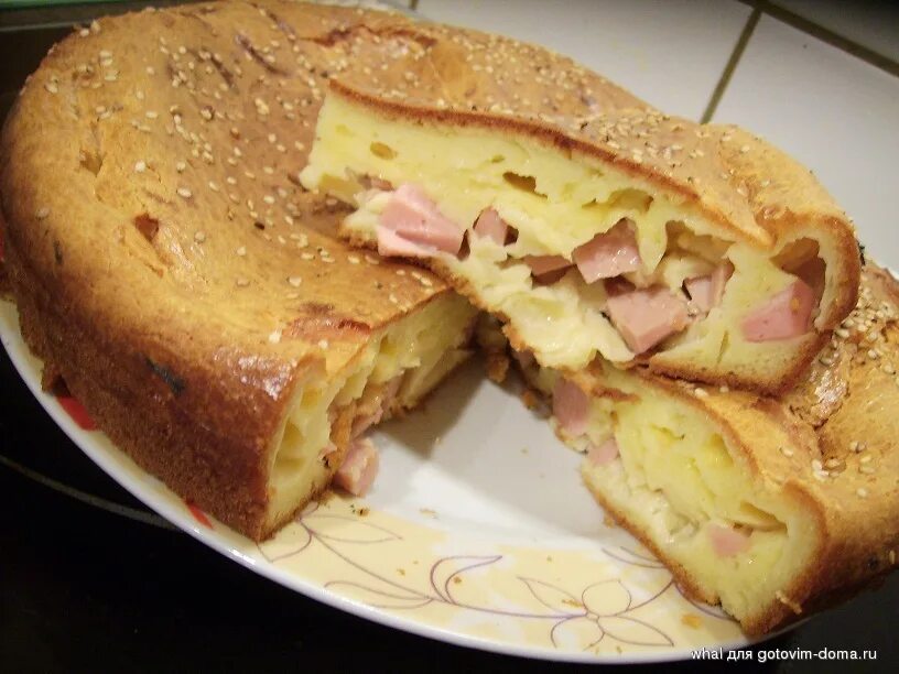 Пироги с колбасой рецепты с фото Заливной пирог с колбасой и сыром * Пироги, пирожки Страница 9
