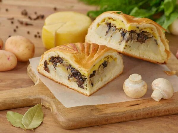 Пирожки с картошкой и грибами фото Доставка сытных пирогов в СПБ - Пирог картофель и грибы