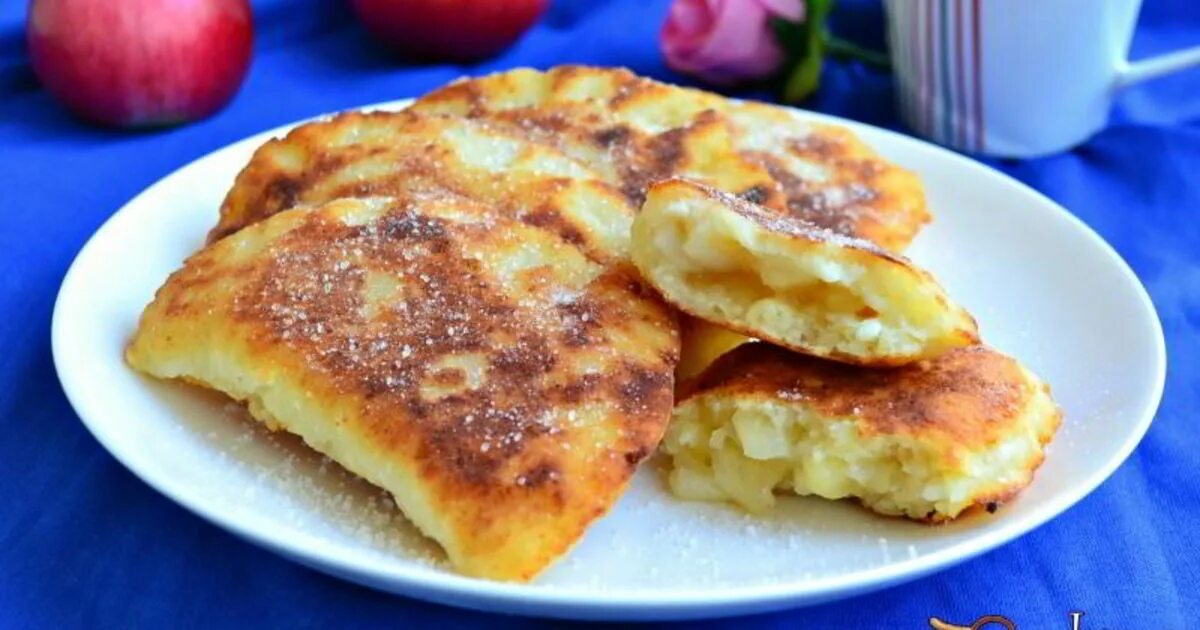 Пирожки с яблоками на сковороде фото Рецепт жареных творожных пирожков с яблоками готовим в домашних условиях