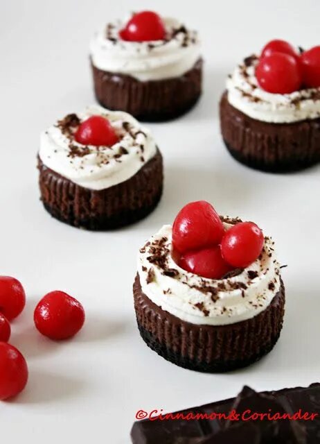Пирожное черный лес фото Black Forest Cheesecake Cupcakes Black forest cheesecake, Cheesecake cupcakes, C
