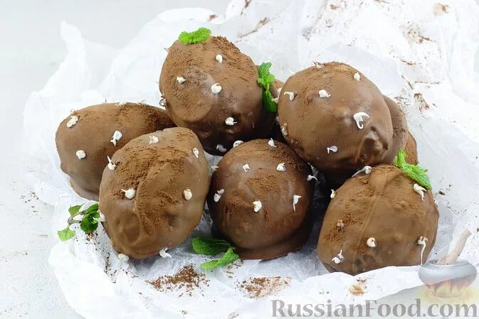 Пирожное картошка в шоколаде рецепт с фото Рецепт: Пирожное "Картошка" в шоколадной глазури на RussianFood.com