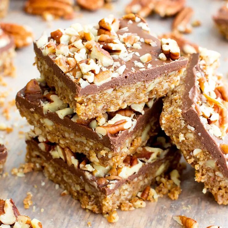 Пирожное с орехами фото No Bake Paleo Chocolate Pecan Bars (Vegan Paleo Gluten Free Dairy Free) - Beamin