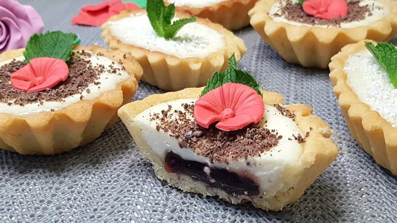 Пирожное в духовке рецепт с фото Cheese Tarts with Berry Jam // How to make homemade tarts - YouTube