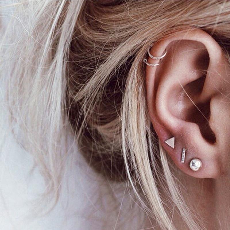 Пирсинг уха фото 9pairs/set Vintage Geometric Crystal Stud Earrings Set Punk Earrings Women Jewel