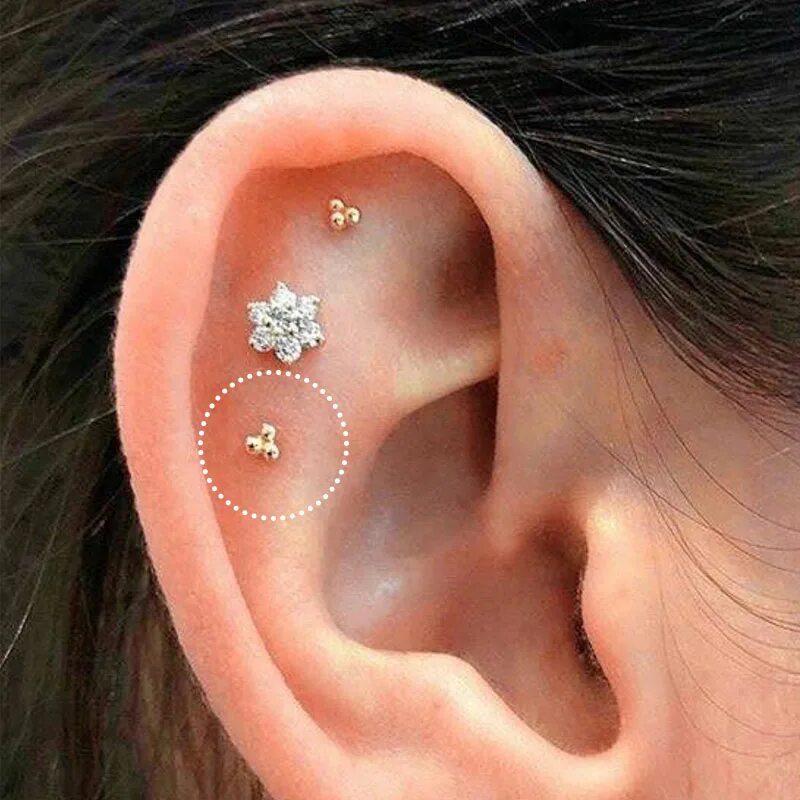 Пирсинг уха фото Piercing Lobe Stainless Steel Butterfly Stainless Steel Tragus Piercing Jewelry 