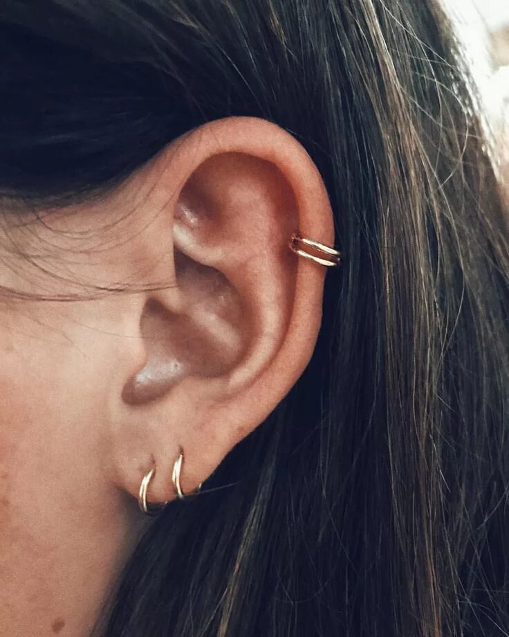 Пирсинг уха хрящ фото Piercings, ear, unique, for girls, ideas, unusual, cool, lobe, double, hoop, sta