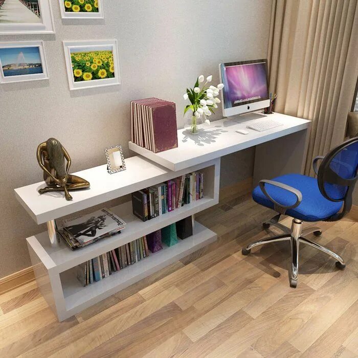 Письменный стол интерьер гостиная Siena High Gloss Rotating Computer Desk Home office furniture, Home office furni