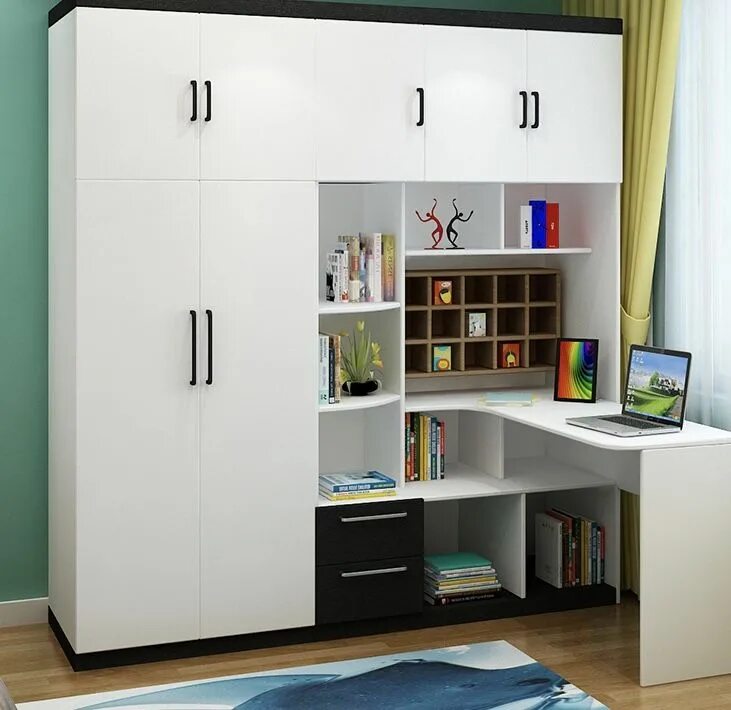Письменный стол со шкафом фото Computer units and book selves Study room design, Study table designs, Computer 