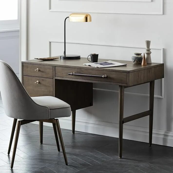 Письменный стол современный дизайн Mid-Century Swivel Office Chair - Velvet west elm Decoración de unas, Muebles, D