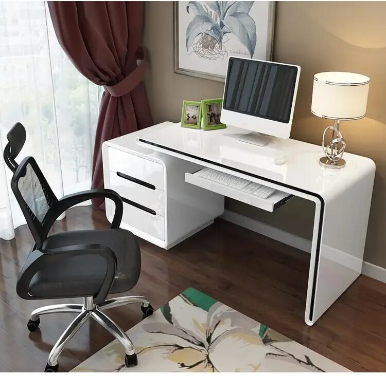 Письменный стол современный дизайн фото Wholesale Customized Office Study Work Table High Gloss Mdf With Drawers Wooden 