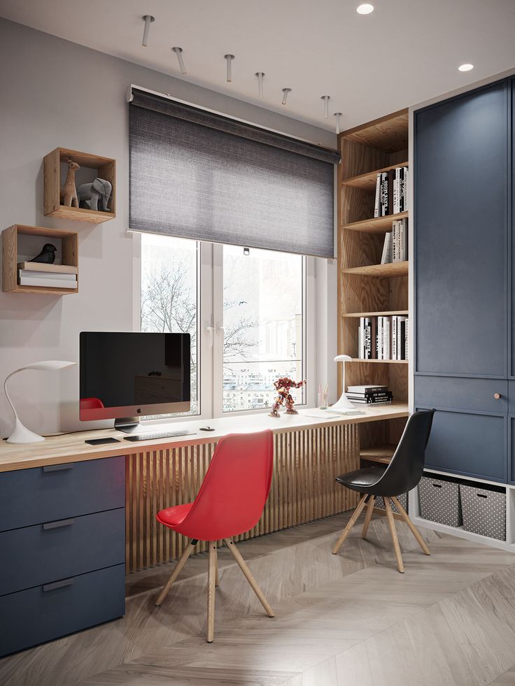 Письменный стол у окна фото Шторы в детскую для мальчика: 19 классных фото Small room bedroom, Home office d