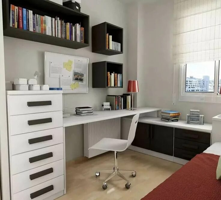 Письменный стол в интерьере комнаты Pin em INSPO deco Projeto de home office, Escritório pequeno, Nichos para quarto