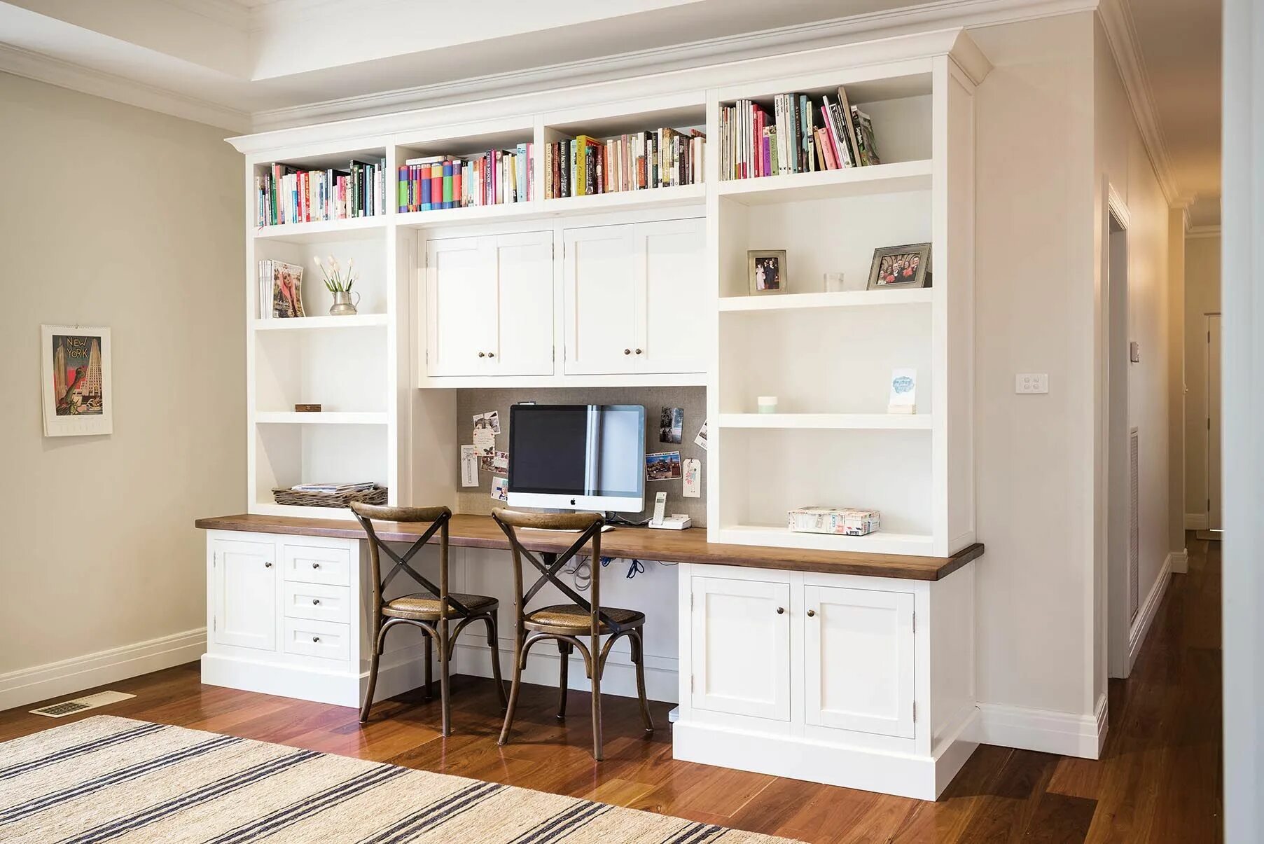 Письменный стол в шкафу фото Hampton Bookcase - Steding Interiors & Joinery Home office design, Traditional h