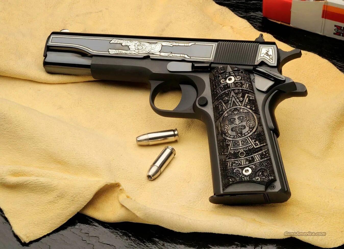 Пистолет крутые фото Colt Aztec 38 Super 1911 engraved for sale at Gunsamerica.com: 972926095