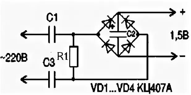Питание схем от сети 220 The power circuit of the electronic clock from the network - Electrical circuits
